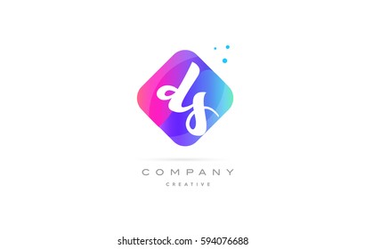 ds d s  pink blue rhombus abstract 3d alphabet company letter text logo hand writting written design vector icon template 
