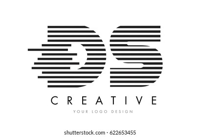 DS D S Zebra Letter Logo Design with Black and White Stripes Vector