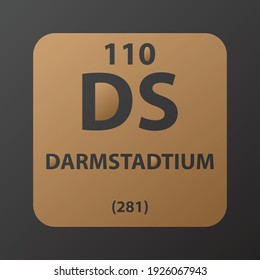 Ds Darmstadtium Químico Elemento diagrama de ilustración vectorial, con número atómico y masa. Diseño plano de gradiente simple para educación, laboratorio, clase de ciencias.
