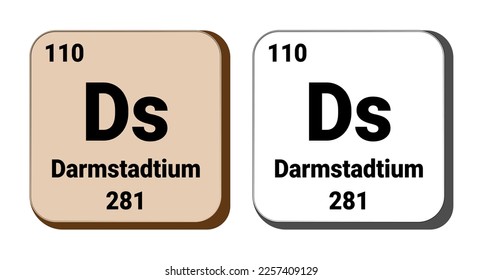 Ds, Darmstadtium element vector icon, periodic table element. Vector illustration EPS 10 File. Isolated on white background.