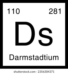 Ds Darmstadtium Periodic Table Elements Chemistry Icon Sign Symbol Vector EPS PNG Transparent No Background Clip Art Vector EPS PNG