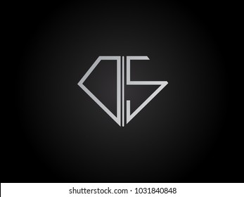 DS diamond shape silver color design