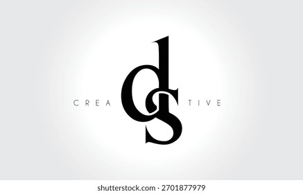 DS Elegantes Serif-Monogramm-Logo - Luxuriöses typografisches Kleinbuchstaben-Zeichen für modernes Branding