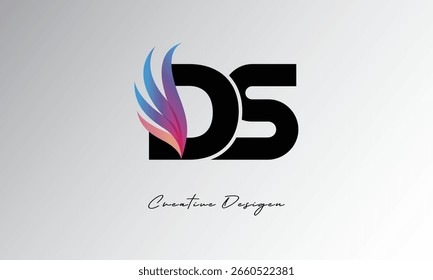 DS Feather Gradient Logo – Elegant Wing Monogram for Modern Branding and Visual Identity Design