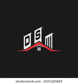 DS Initial Construction Real Estate Home Logo Design Vector