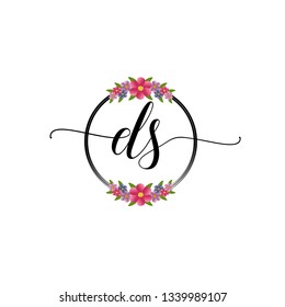 DS  Initial Handwriting logo template vector