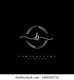 DS initial handwriting logo template vector