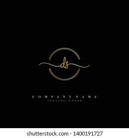 DS initial handwriting logo template vector