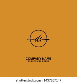 DS Initial handwriting logo template vector