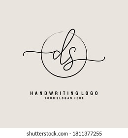 DS Initial handwriting logo template vector