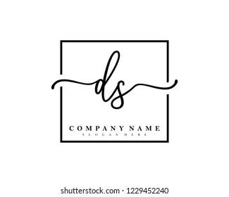 DS Initial handwriting square minimalist logo vector