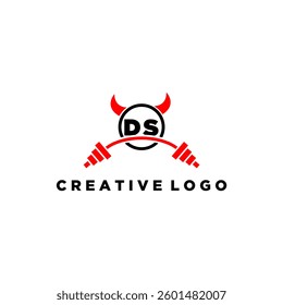DS initial monogram for fitnes or gym logo with devil style design