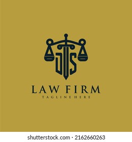DS initial monogram for lawfirm logo with sword and scale