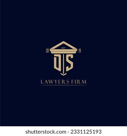 DS initial monogram lawfirm logo with pillar design