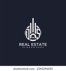 DS initial monogram logo for real estate with creative circle design vector