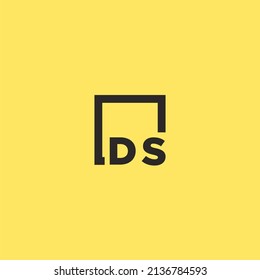 DS initial monogram logo with square style design