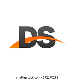 DS initial overlapping swoosh letter logo black orange