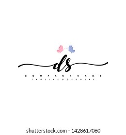DS initial signature logo. handwriting logo template vector,
