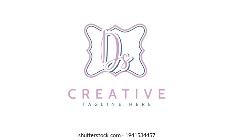 DS Initials, handwriting logo vector