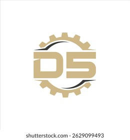 DS initials inside a golden gear shape