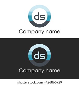 DS letter a circle shape icon logo white blue