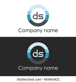 DS letter circle shape icon logo white blue
