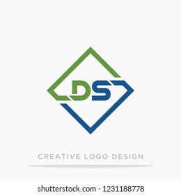 DS letter in harmony color rectangle logo design vector template