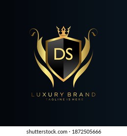 DS Letter Initial with Royal Template.elegant with crown logo vector, Creative Lettering Logo Vector Illustration.