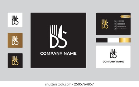 DS letter logo and business card design, Restuarant logo and business card template