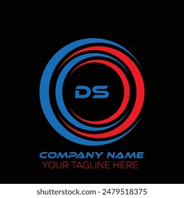 DS letter logo creative design. DS unique design. DS letter logo design on black background.