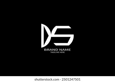 Kreatives Design mit DS-Buchstaben-Logo. Einzigartiges DS-Design. DS Creative Initials Letter Logo-Konzept. DS-Buchstabe-Logo-Design auf schwarzem Hintergrund.