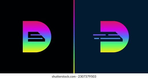 DS letter logo. SD monogram logo design with gradient color vector template.
