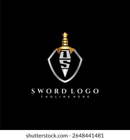 DS letter luxury monogram for shield and sword style image