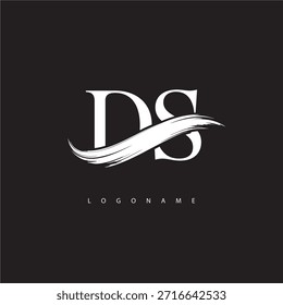 Logotipo del monograma de la letra de DS con la carrera del cepillo para la identidad moderna de la marca