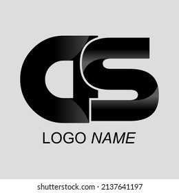 DS-Buchstabe einfache Logo-Design-Vorlage, Vektorgrafik mit schwarzer Farbkombination