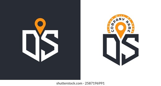 DS Location Logo Bundle. Letter DS Logo Dual Vector Icons for Recruitment and Navigation