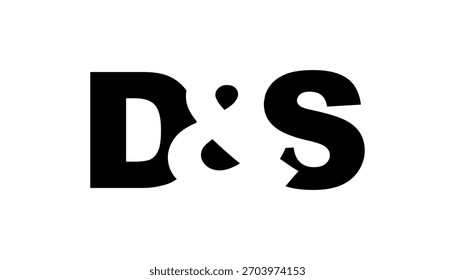 DS logo design in bold style. Black white identity symbol. Modern typography emblem. Corporate branding icon. Minimal business template.