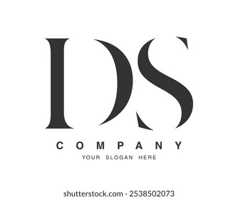 Design do logotipo DS. Estilo de fonte das letras iniciais d e s serif. Tipografia clássica do nome da empresa. Logotipo ou identidade da moda. Ilustração vetorial.