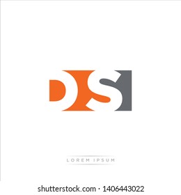 DS Logo Letter with Modern Negative space - Orange and Grey Color EPS 10