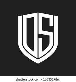 DS Logo monogram with emblem shield design isolated on black background
