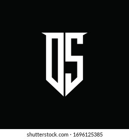 DS logo monogram with emblem shield style design template