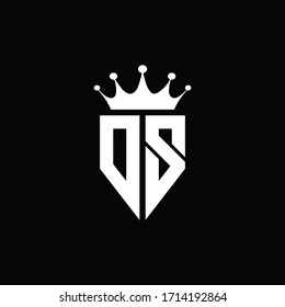 DS logo monogram emblem style with crown shape design template