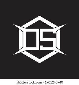 Monograma del logotipo DS con modelo hexagonal y de cuatro ejes