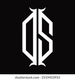 DS Logo monogram hexagon shield with horn shape design template