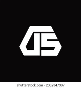 DS Logo monogram with octagon shape style design template on black background