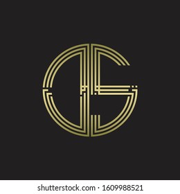 DS Logo monogram triple ribbon style line design template isolated with gold color