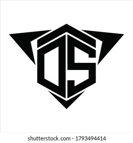 DS Logo monogram with wings arrow around design template on white background
