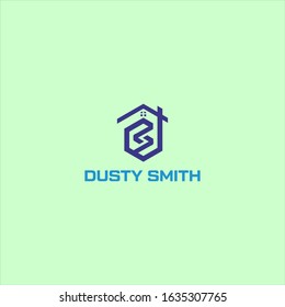 DS logo real estate SD icon with home roof icon for property company business logo design
