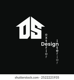 Logotipo em forma de casa do monograma DS. Bom para usar para o logotipo do designer interior ou exterior