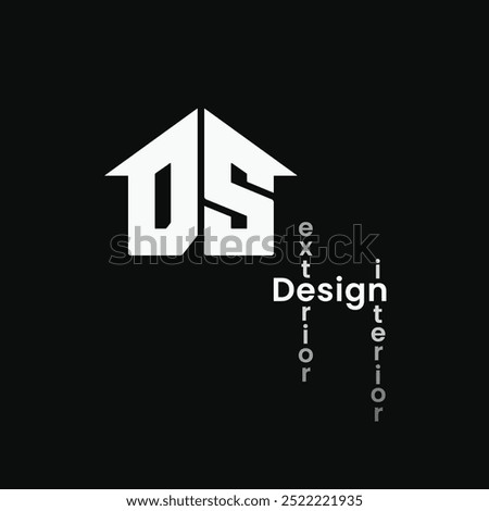DS monogram house shape logo. Good to use for interior or exterior designer logo